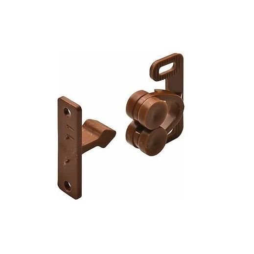1x loqueteau a rouleau roulette plastique marron foncé porte armoire placard meuble fermeture serrure loquet cuisine chambre salon d