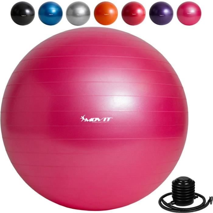 MOVIT Balle de gymnastique rose, 85 cm avec pompe