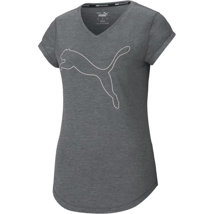 PUMA - T-shirt sport Favorite Heather - technologie DRYCELL - polyester recyclé - gris - femme