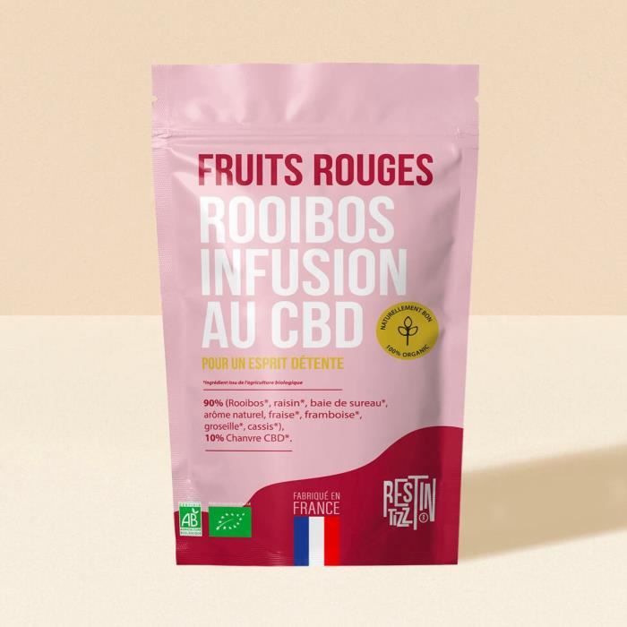 Infusion BIO au CBD Rooibos Fruits Rouge 50G Relaxant stress apaisant REST IN TIZZ