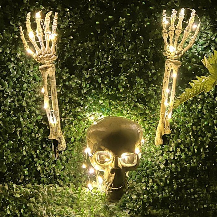 Paire De Mains Squelette Halloween - Accessoire Maison Hantée - Plastique Réaliste 15.5x10cm - Pour Fêtes Horreur