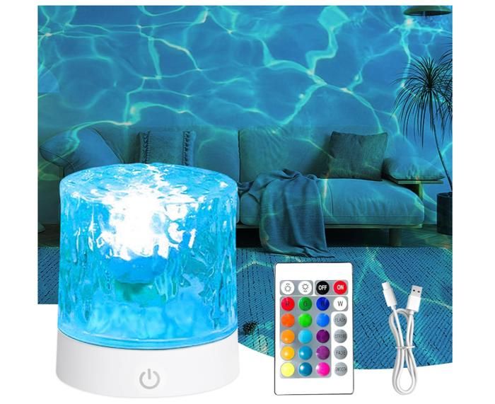 Projecteur de ciel étoilé projecteur docéan avec télécommande lampe vagues deau 16 couleurs avec USB lampe table LED cristal
