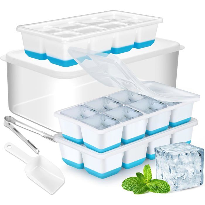 2x Bac à Glaçons 6cm Avec Couvercle - Grand Transparent Silicone Sans BPA - Glaçons XXL Pour Cocktails Et Whisky