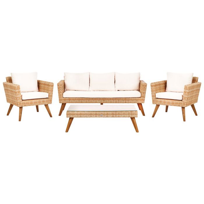 Ensemble de salon de jardin avec table 5 places VITTORIA XL Blanc cassé Ensemble de salon de jardin avec table 5 places VITTORIA XL Blanc cassé
