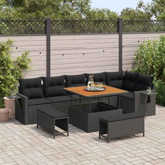 vidaXL Ensemble de canapé de jardin 9 pcs polyrotin - vue 1