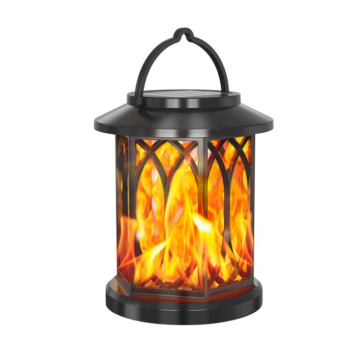 Lampe Solaire Extérieur Suspendue - Flamme 3D Réaliste, Allumage Auto, étanche IP65, Charge Solaire Ou USB