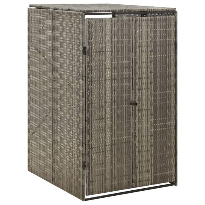 (Gris)Cache-conteneur à déchet - Magnifique Abri pour poubelle Gris 70x80x117 cm Résine tressée 81060
