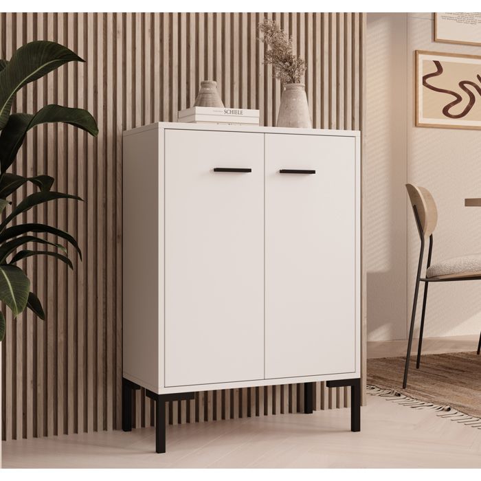 Buffet Bas - DESIGN AMEUBLEMENT - Lander L15 - 2 portes - Mélamine - Blanc Buffet Bas - DESIGN AMEUBLEMENT - Lander L15 - 2 portes - Mélamine - Blanc