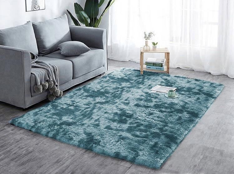 Tapis - STRADO - Ombre Shaggy - 200x200 cm - Bleu foncé - Antidérapant