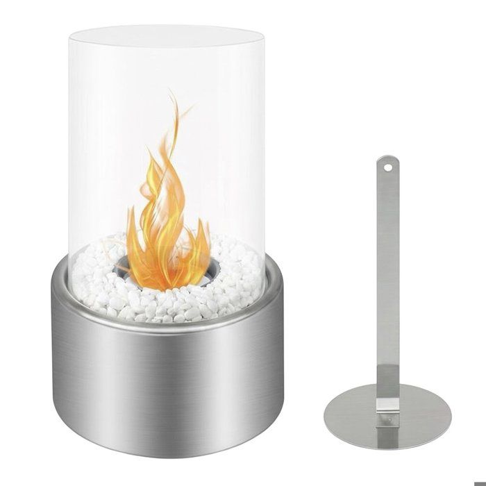 Cheminée éthanol De Table - Flamme Réglable - Sans Fumée - Pour Intérieur Et Extérieur - Verre Et Métal Noir - 2