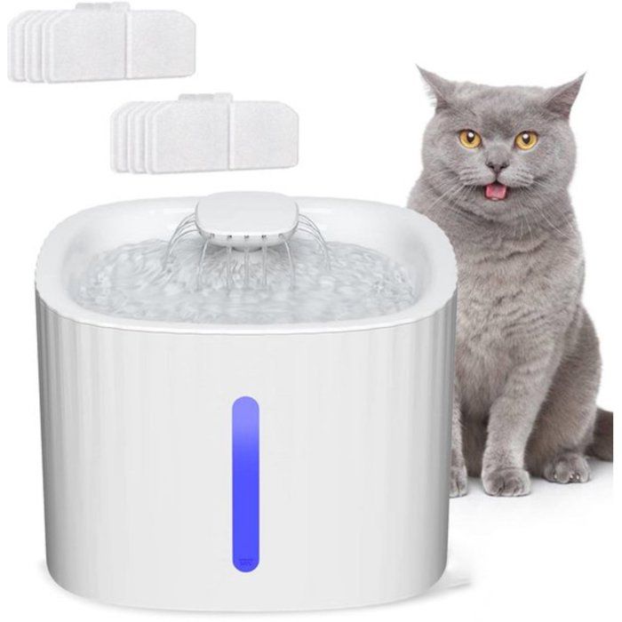 Meilleurs prix pour Fontaine à eau pour chats et chiens - 3 L - Inclut 6 filtres à charbon actif - Distributeur deau silencieux pour chats - Avec LED -