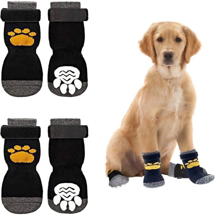 Comparer les prix de Chaussettes pour Chien - JIANGZHA - Antidérapantes - Réglables - Coton Respirant - 2 Paires