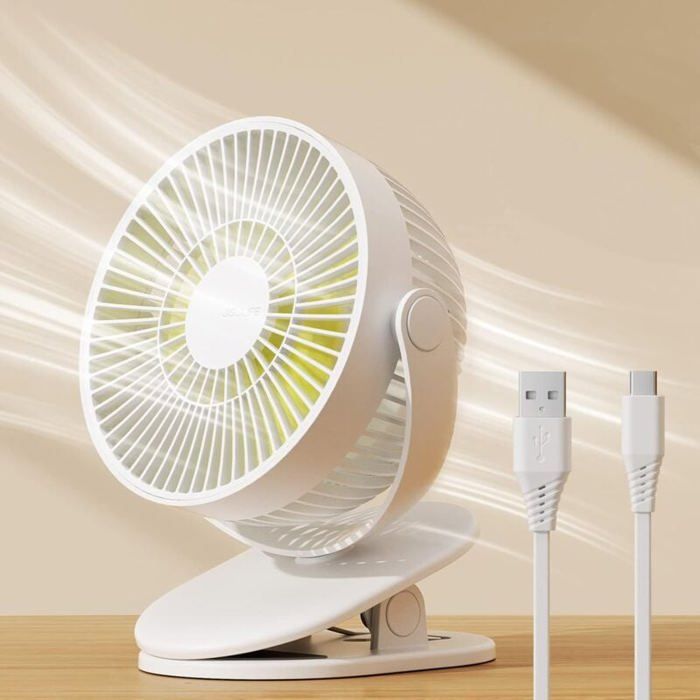 Mini ventilateur à pince USB batterie rechargeable 4000 mAh 4 vitesses 14h autonomie silencieux pour lit bureau poussette - Pzcc