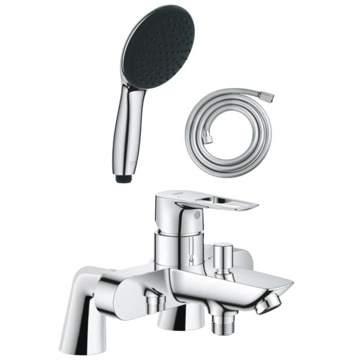 Grohe Pack mitigeur bain douche mécanique Start Loop + douchette ronde 2 jets + flexible