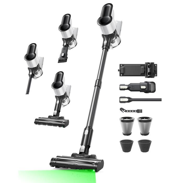 Aspirateur Balai sans Fil VACTechPro 550W/50Min/50KPAAspirateur sans Fil système de filtration 8couchespuissant pour sols et tapis