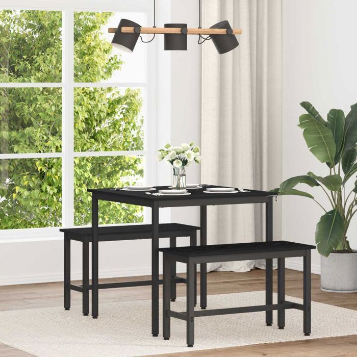 VIDAXL Table de salle à manger 80 x 80 x 75 cm métal noir plateau bois dingénierie