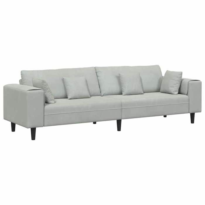 Les Soldes Canapé de salon( 4 PLACES) - CLOUD - grand sofa - Poids maximal: 440 kg - avec coussin Gris clair 250x77x76 cm Velours