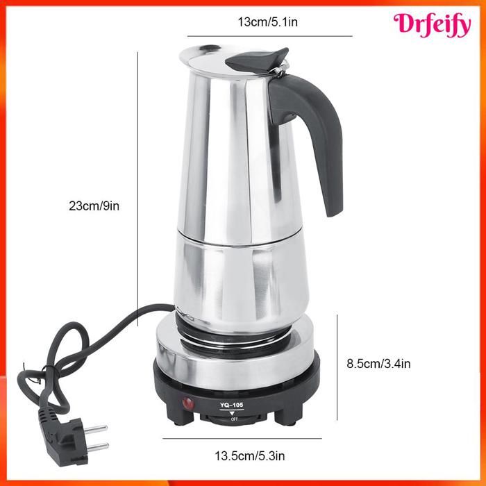 Cafetière électrique - AKOZON - Moka 450 ml - Acier inoxydable - Bague silicone étanche - Gaz & induction