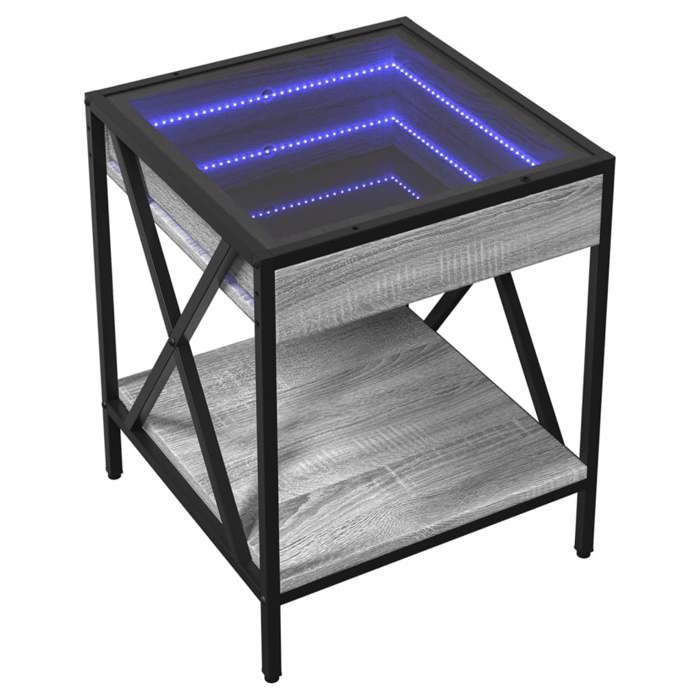 Table de lit - Gris - Armoire de chevet - 1 PC - avec LED - infini sonoma gris 40x40x49 cm T3122