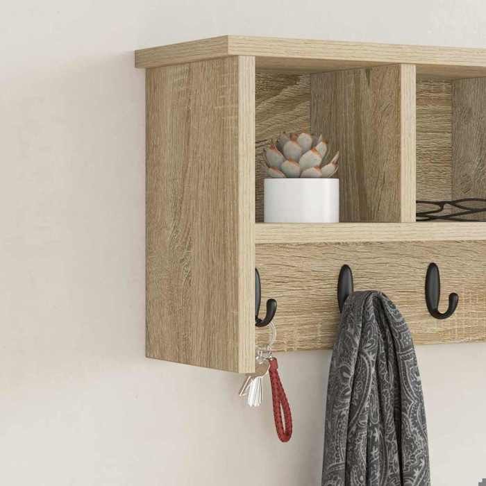 (32108)Moderne Porte-manteau mural avec étagère - VIDAXL - bois dingénierie - chêne sonoma - 50x16x26 cm 908msx70z5734