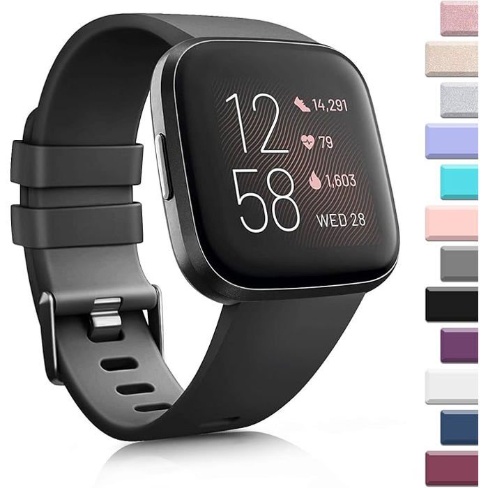 Fitbit Versa 2 Aluminum Graphite Band Black Reconditionné - Excellent état
