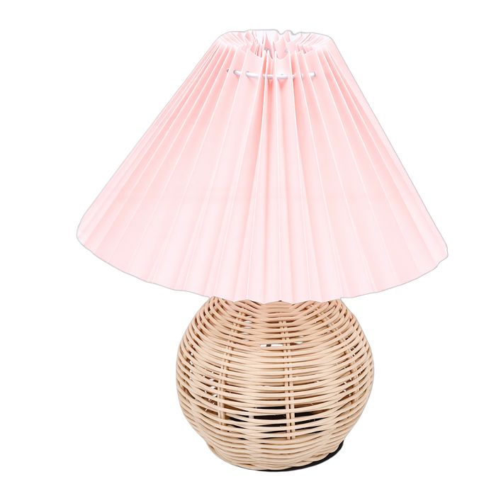 AUCUNE lampe de bureau plissée Lampe de Table plissée abat-jour en lin jaune doux Base en rotin lampe de chevet deco poser Rose