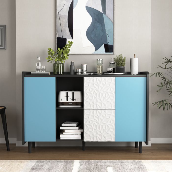 Buffet 2 tiroirs en MDF multicolore 120 x 40 x 80 cm