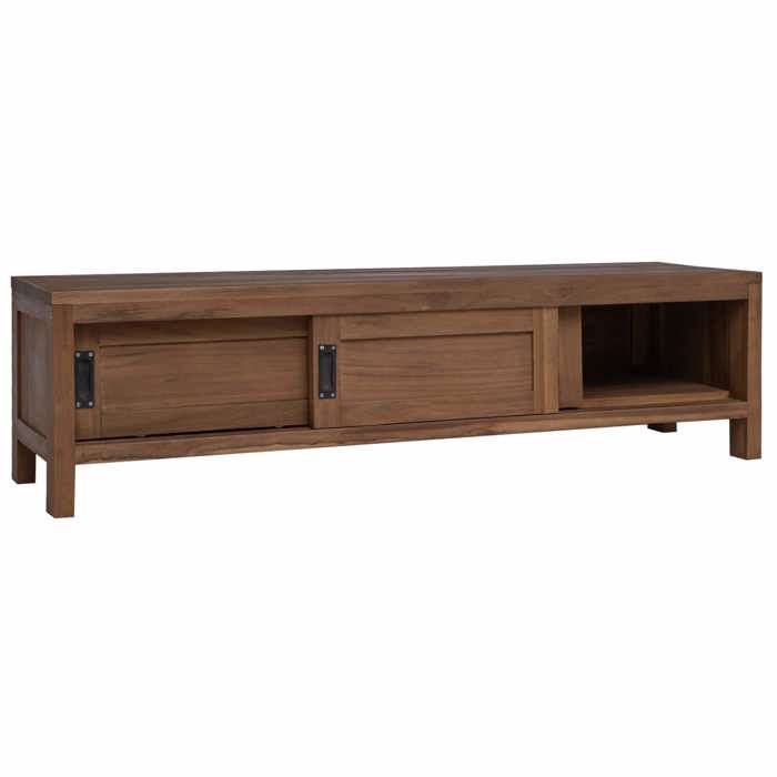 Marron Meuble TV 110 x 30 x 30 cm Bois de teck massif Naturel(VIDAXL)_31536