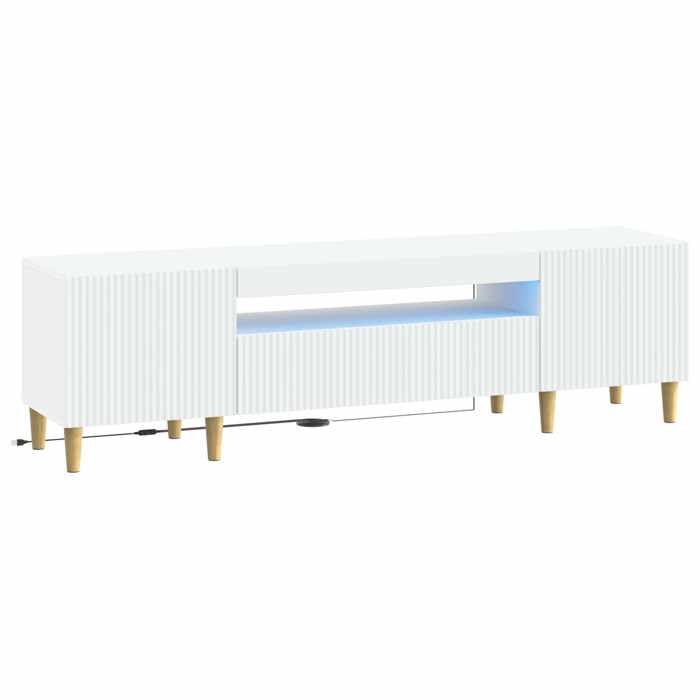 Blanc Meuble TV LED Blanc Bois dingénierie(VIDAXL)_36985