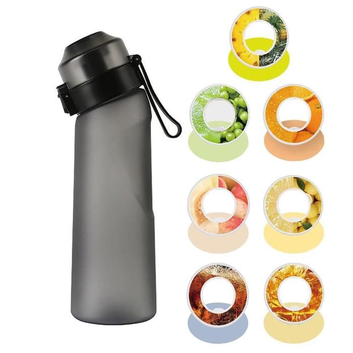 Air bouteille deau avec 7 dosettes aromatiques 650 ml sans bpa  - Dofilo -  bourrettes tritan gaufres arômes fruits parfumés gourd