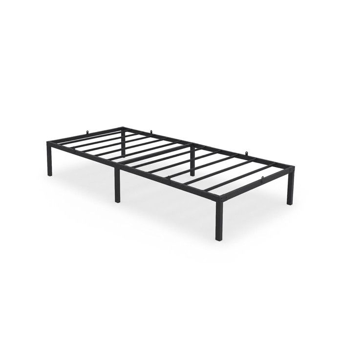 Lit pliant en métal AKORD 90x200 cm noir sommier 10 lattes 6 pieds sans matelas