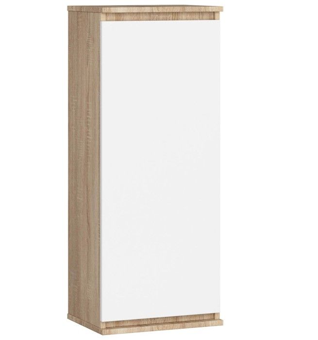 Vitrine armoire AKORD W40 Chêne Sonoma 40 cm 1 porte façade Blanche 3 étagères 40x30x99 cm Vitrine armoire AKORD W40 Chêne Sonoma 40 cm 1 porte façade Blanche 3 étagères 40x30x99 cm