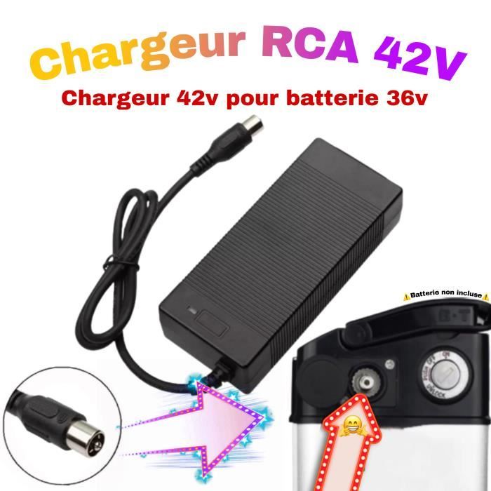 Chargeur de batterie de vélo électrique - Marque - Modèle - 42V pour batterie 36V - Branchement RCA - Noir
