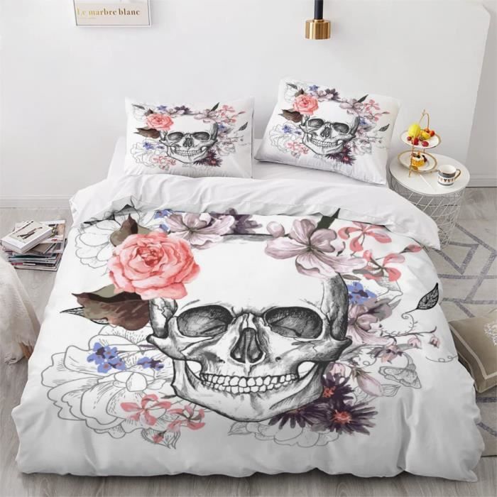 Parure De Lit Queen Size En Coton De Luxe Avec Housse De Couette Et Imprimé Roses Rouges