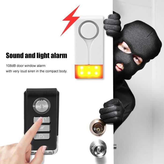 Vibration Alarme de Sécurité sans Fil Noir