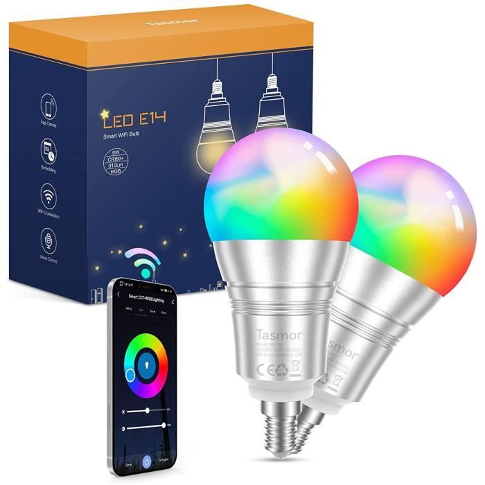 Tasmor Ampoule Connectée WiFi E14,9W Smart Ampoule LED E14 Compatible