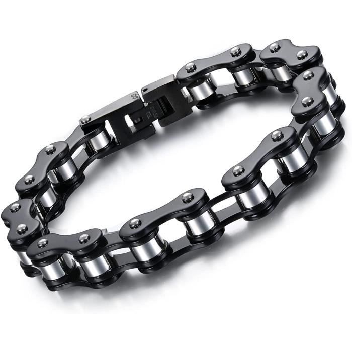 12MM Bracelet Chaîne Moto pour Homme Argent-Noir Bracelet Chaîne Vélo  Personnalisé Acier Inoxydable Bracelet Biker Homme Chaîn[980] - Achat /  Vente bracelet - gourmette 12MM Bracelet Chaîne Moto 980 Homme Acier - Cd