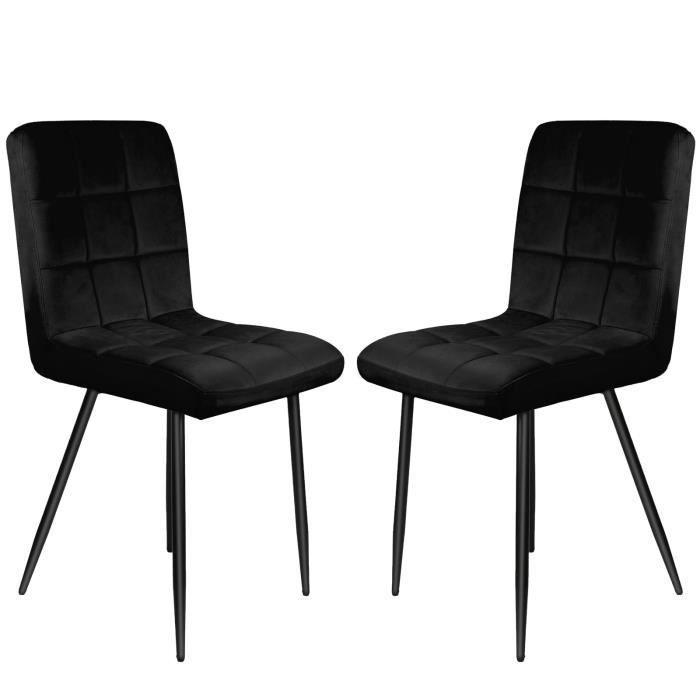 chaises de salle à manger carrées alicia - noir - lot de 2 - hauteur du dossier : 41 cm