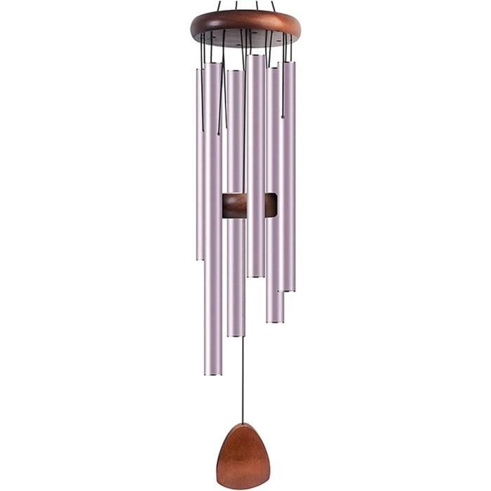 Carillon à Vent Bambou DONGDA - 8 Tubes Naturel | Son Apaisant Pour Jardin, Terrasse | 65cm De Haut