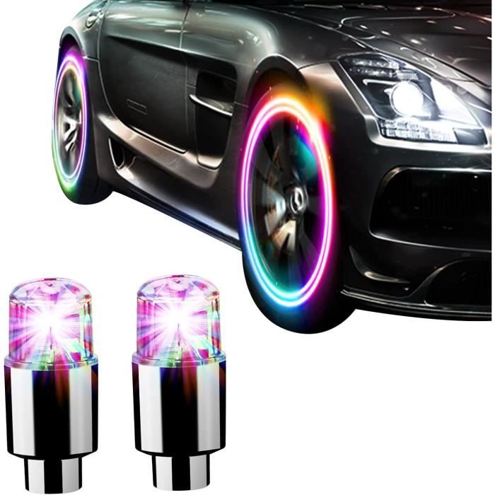 Lot De 2 Bouchons De Valve LED Bleus – Universels (Schrader/Presta), étanches, Auto-activés Par Mouvement, Piles Incluses