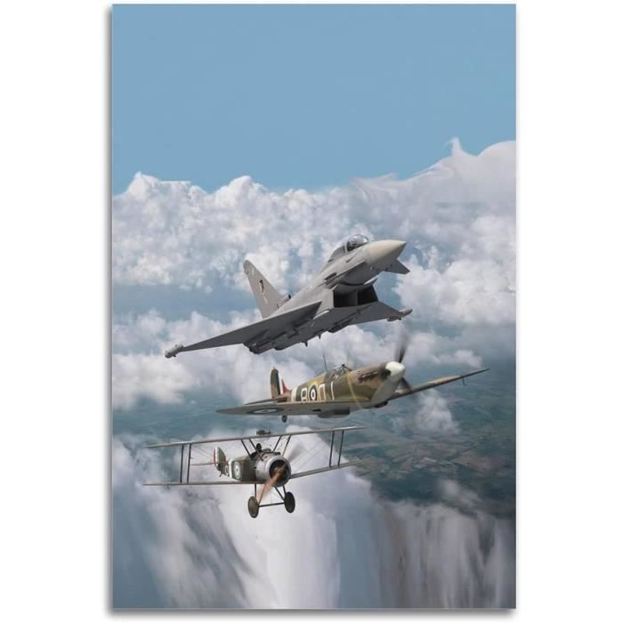 Tableau Sur Toile Avion De Chasse - Décoration Guerre Aviation 50x70 Cm - Neuf