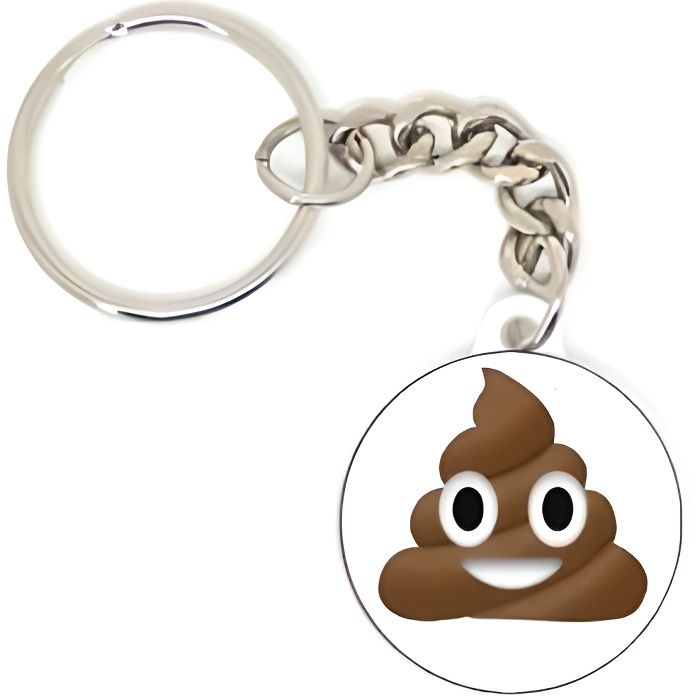 Porte clé badge emoji caca smiley idée cadeaux 37 mm