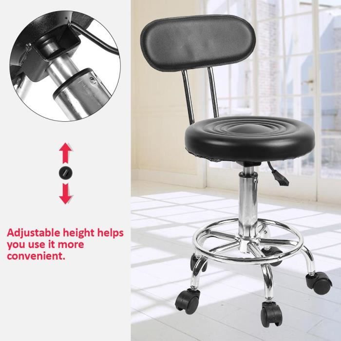 Tabouret Roulant Nevada Pour Salon – Réglable Hydraulique 45-59 Cm, Acier