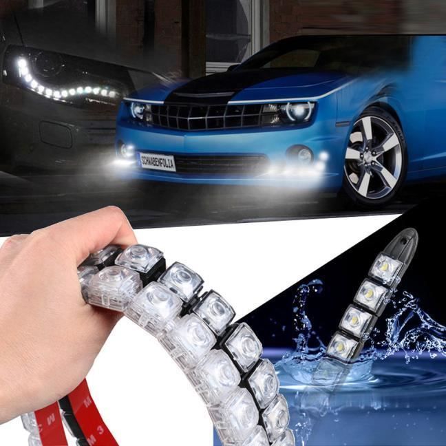Phares Voiture 2x Cob Drl Conduisant Fog Light 16 Led Feux Jour