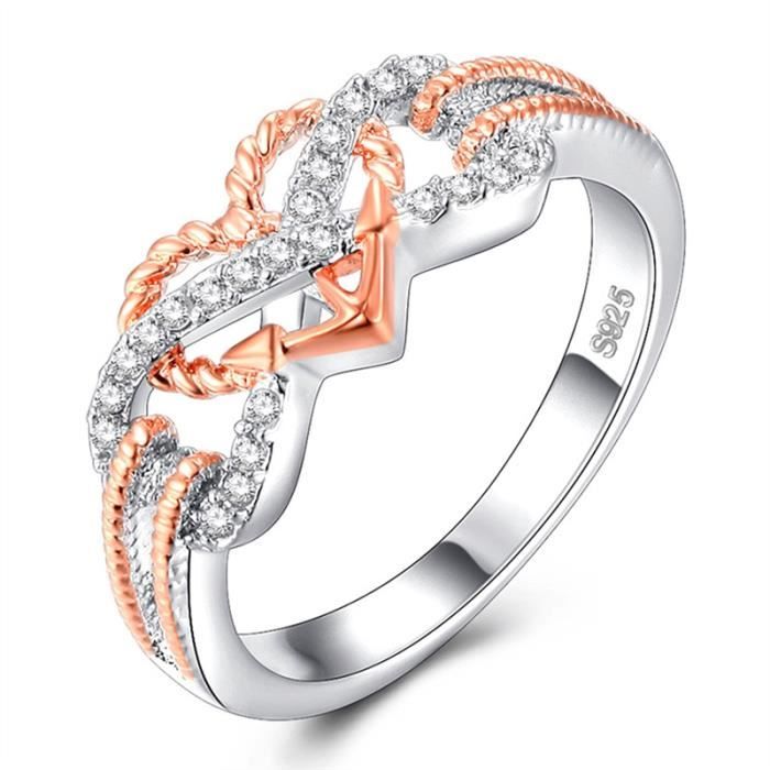 1 pcs Argent 925 Femmes Lady Love Coeur Mariage Bague de fiançailles Blanc Saphir