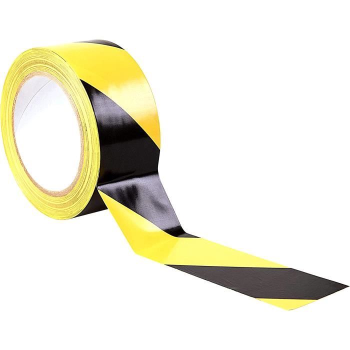 Ruban adhésif de signalisation - 48 mm x 33 m par Rouleau - pour Le marquage au Sol/sécurité - Rayures Noires/Jaunes - Signal Ruban Adhésif de sécurité