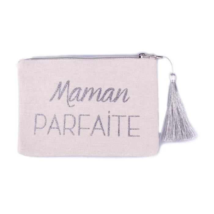 Petite pochette LOL beige paillet e Maman Parfaite argent et