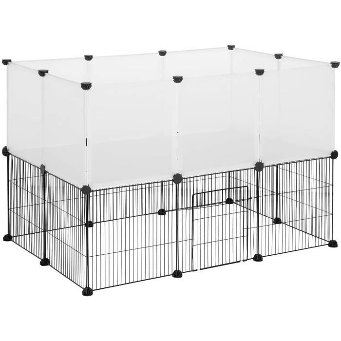 eugad enclos pour lapin parc pour chiot hamster rongeur chat chaton avec porte métal réglable diy 20 panneaux blanc