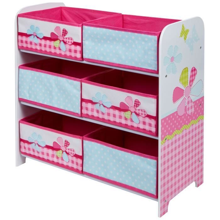 Meuble De Rangement Enfant 6 Bacs Enfant Rose Hellohome Patchwork