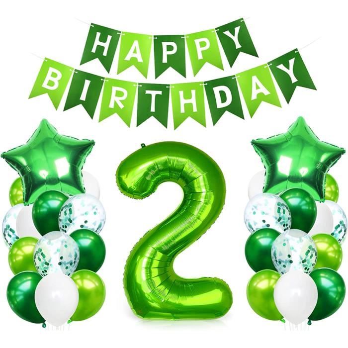 2 Ans Ballon Anniversaire, Ballon Chiffre 2, Vert Helium Géants ...